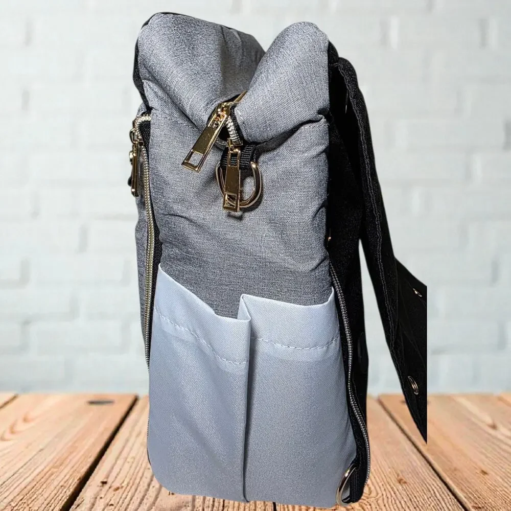 Baby Lamby Neutral Grey & Black Multi-Functional Diaper Bag Backpack